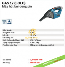 Máy hút bụi dùng pin Bosch GAS 12V (SOLO)