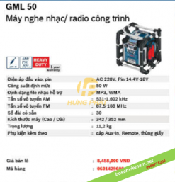 Máy nghe nhạc/Radio công trình GML 50
