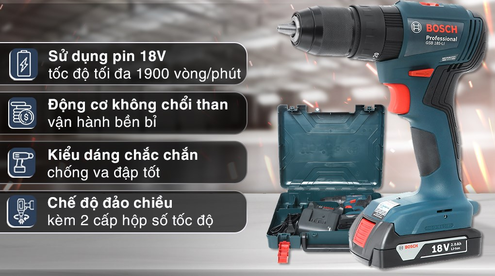 Đồng hành cùng bạn: Bosch GSB 185-LI - Giải pháp toàn diện cho mọi nhu cầu sửa chữa và xây dựng